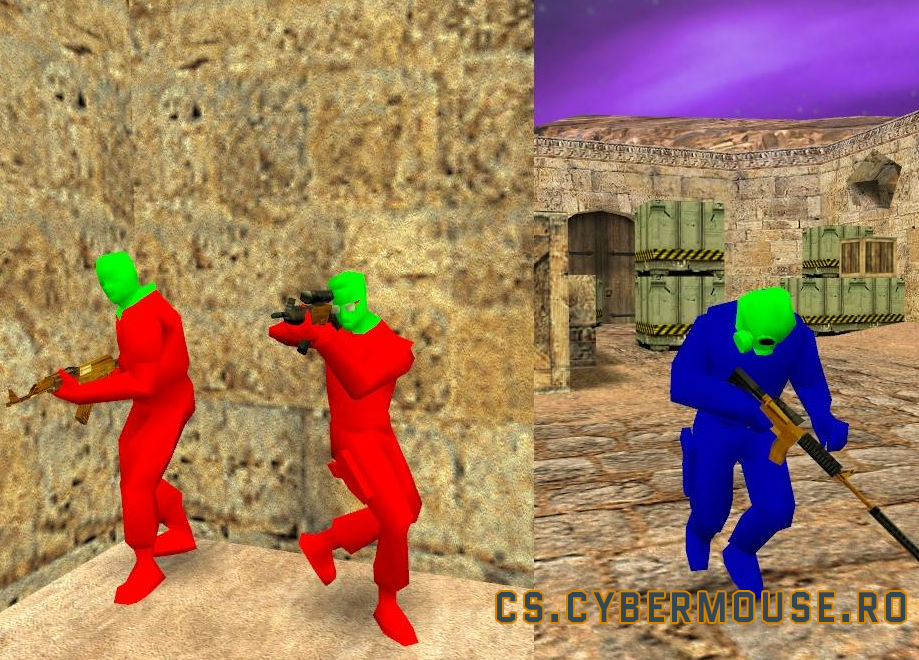 Modele roșu-albastru cu capul verde pentru CS 1.6